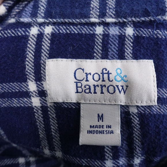 CROFT & BARROW LONG SLEEVE BLUE PLAID FLANNEL BUTTON DOWN SHIRT MENS SZ M - Picture 6 of 6